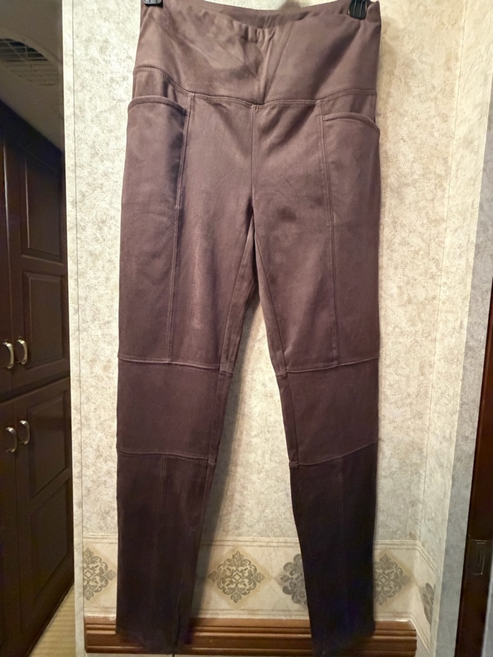 Ruby Ribbon Brown High-Waist Panel Trousers